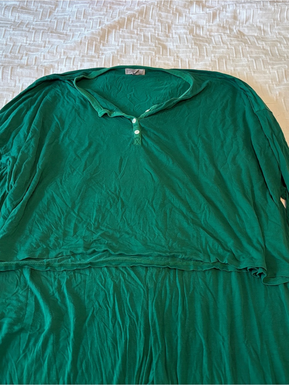 Green Long-Sleeve Henley Pajamas